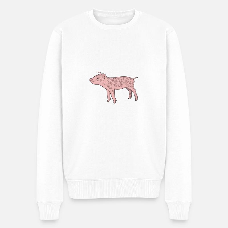 Ferkel Schweinchin - Männer Premium Bio Pullover - Weiß