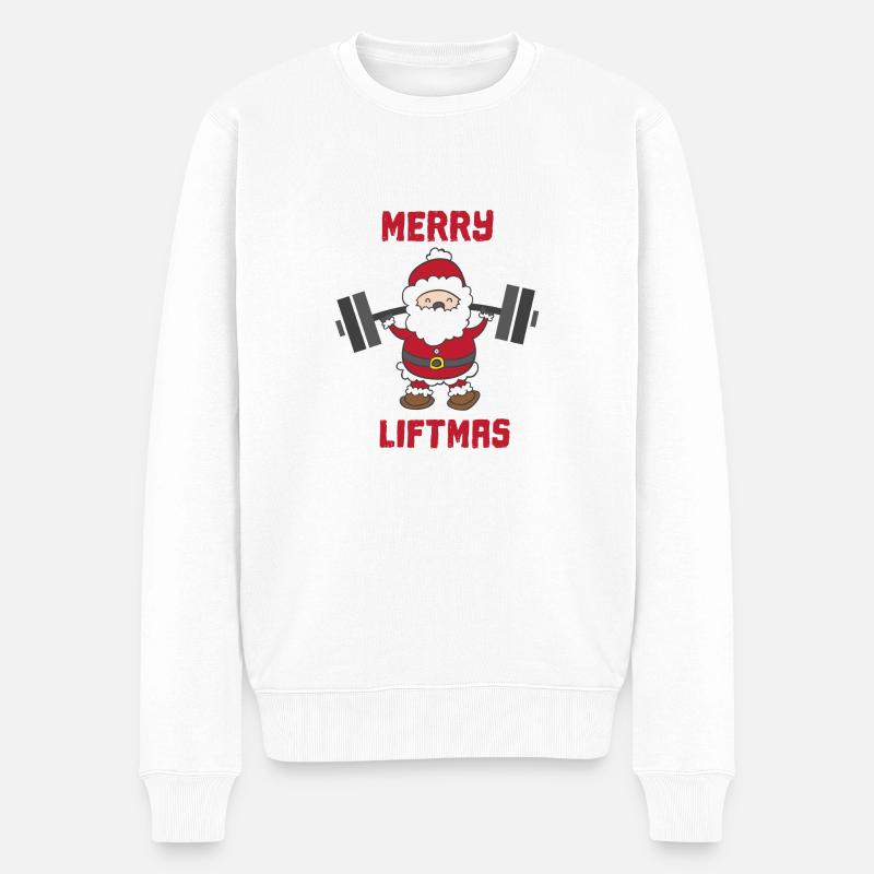 Weihnachten Bodybuilder christmas X-Mas - Männer Premium Bio Pullover - Weiß