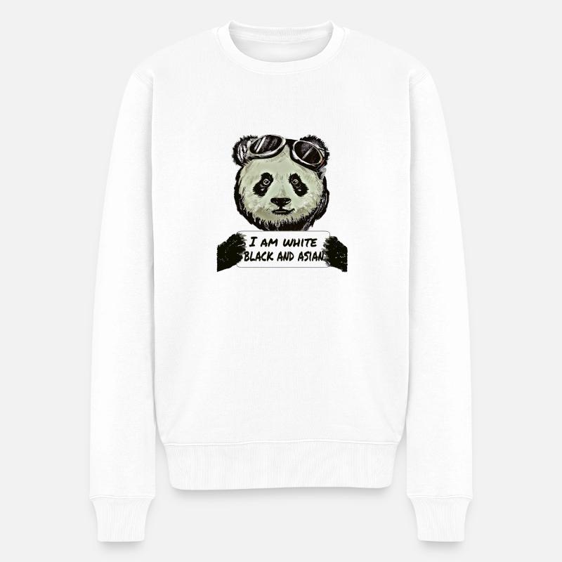 Cool Pilot Panda - Männer Premium Bio Pullover - Weiß