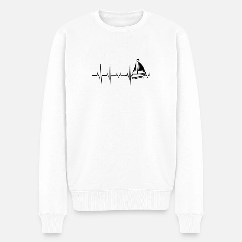 Heartbeat Sailing - Männer Premium Bio Pullover - Weiß
