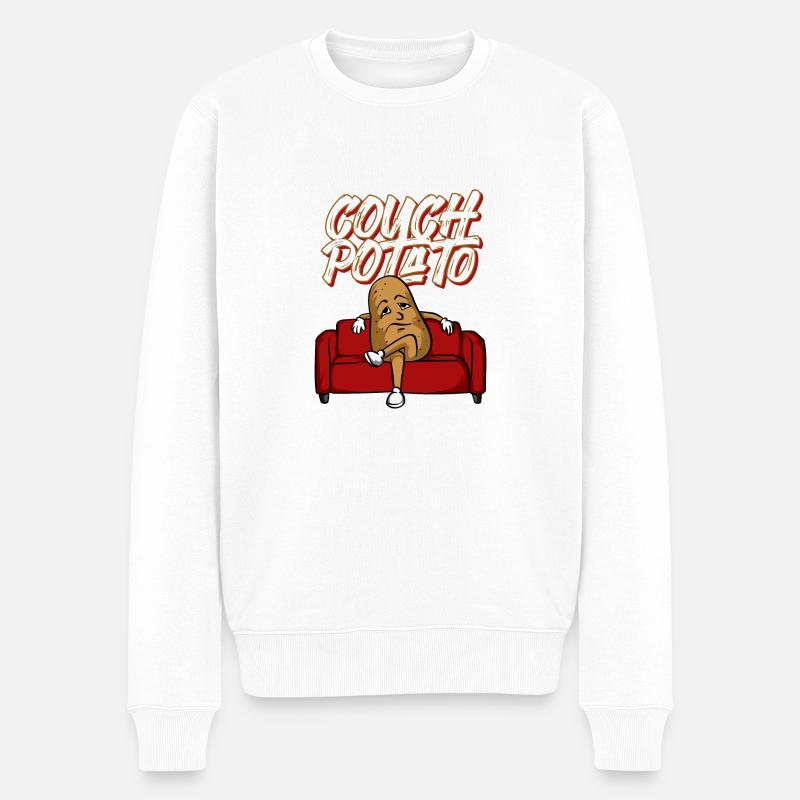 Lustiges Stubenhocker-faules Gemüse des Couch-Kartoffel-T-Shirts - Männer Premium Bio Pullover - Weiß