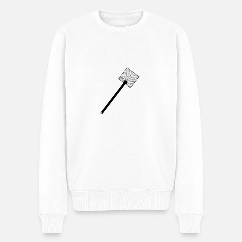 Schwarze Fliegenklatsche - Männer Premium Bio Pullover - Weiß