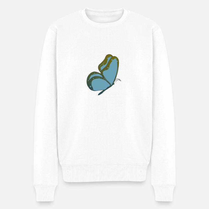 Schmetterling blauer Falter - Männer Premium Bio Pullover - Weiß