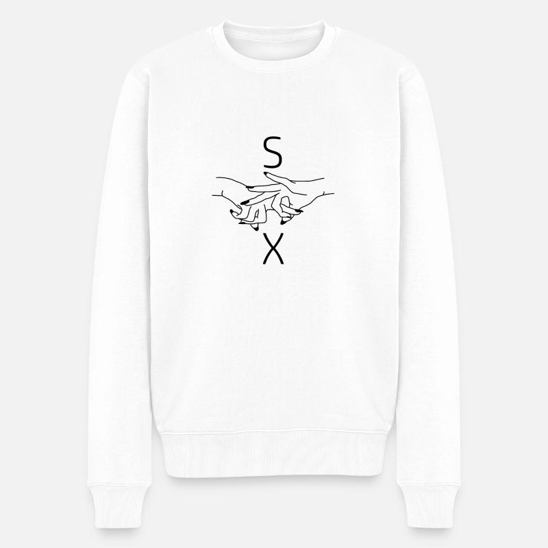 Sex Finger Zeichen - Männer Premium Bio Pullover - Weiß