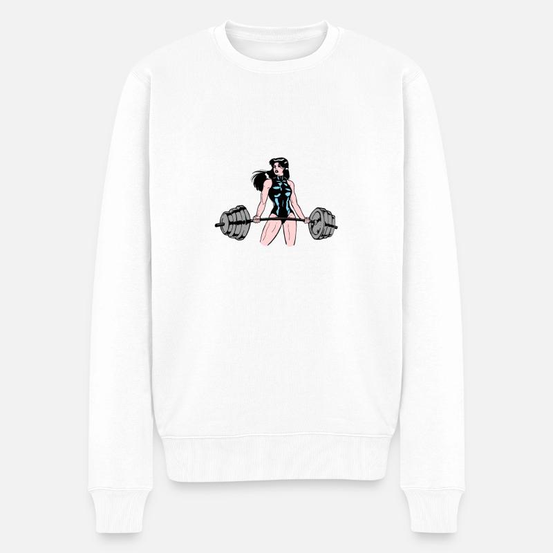 Frauen Krafttraining - Männer Premium Bio Pullover - Weiß