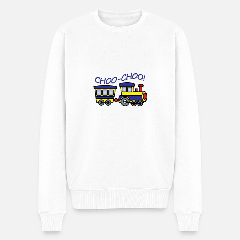 Zug zum Geburtstag - Männer Premium Bio Pullover - Weiß