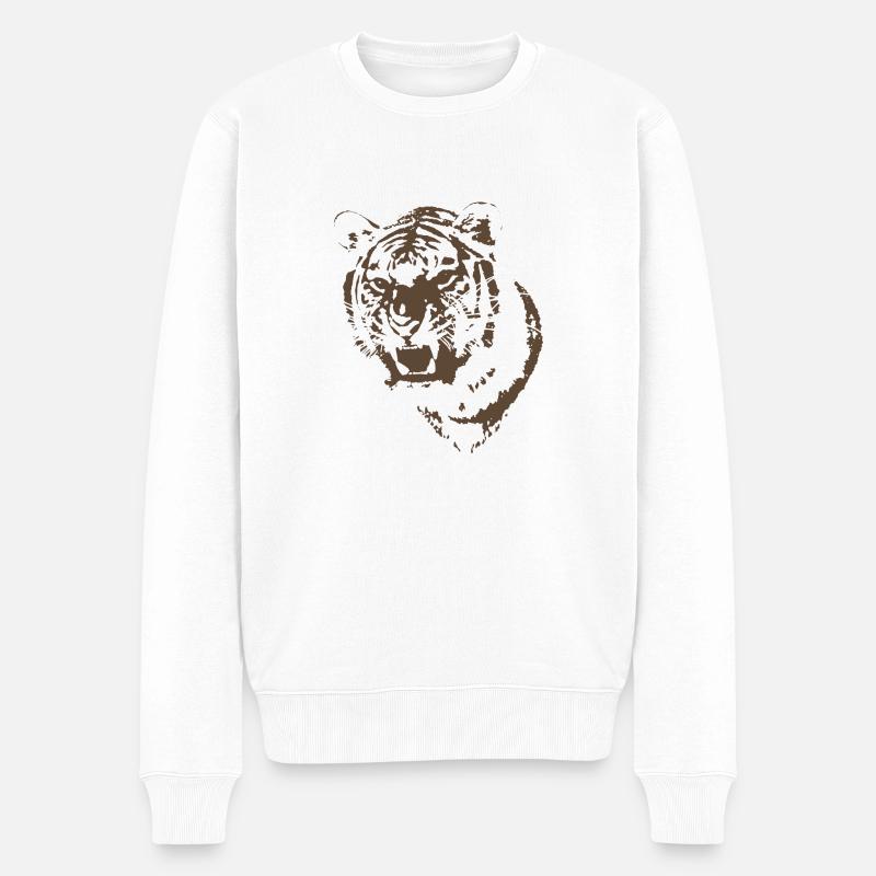 Tiger - Männer Premium Bio Pullover - Weiß