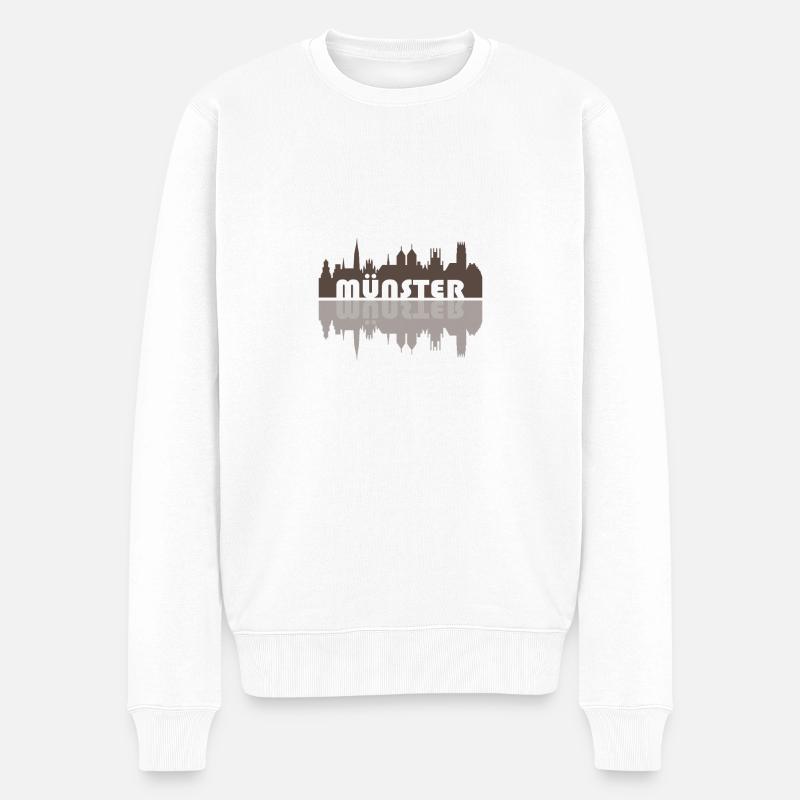 Münster Skyline | Geschenk - Männer Premium Bio Pullover - Weiß