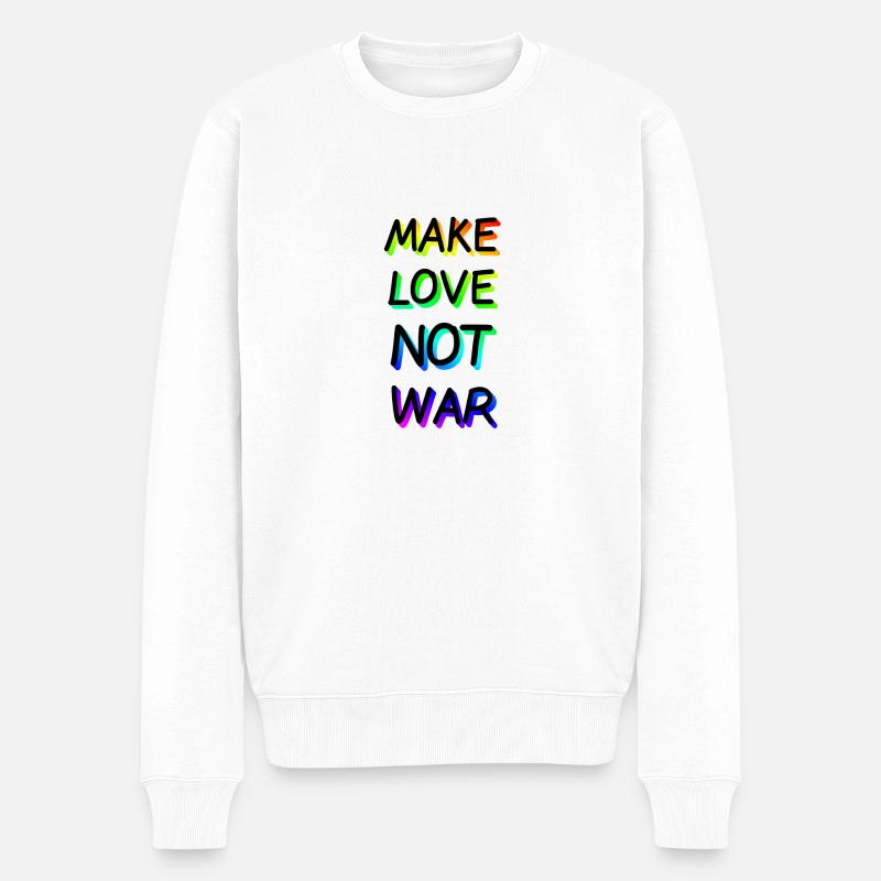 Make Love not War Regenbogen - Männer Premium Bio Pullover - Weiß