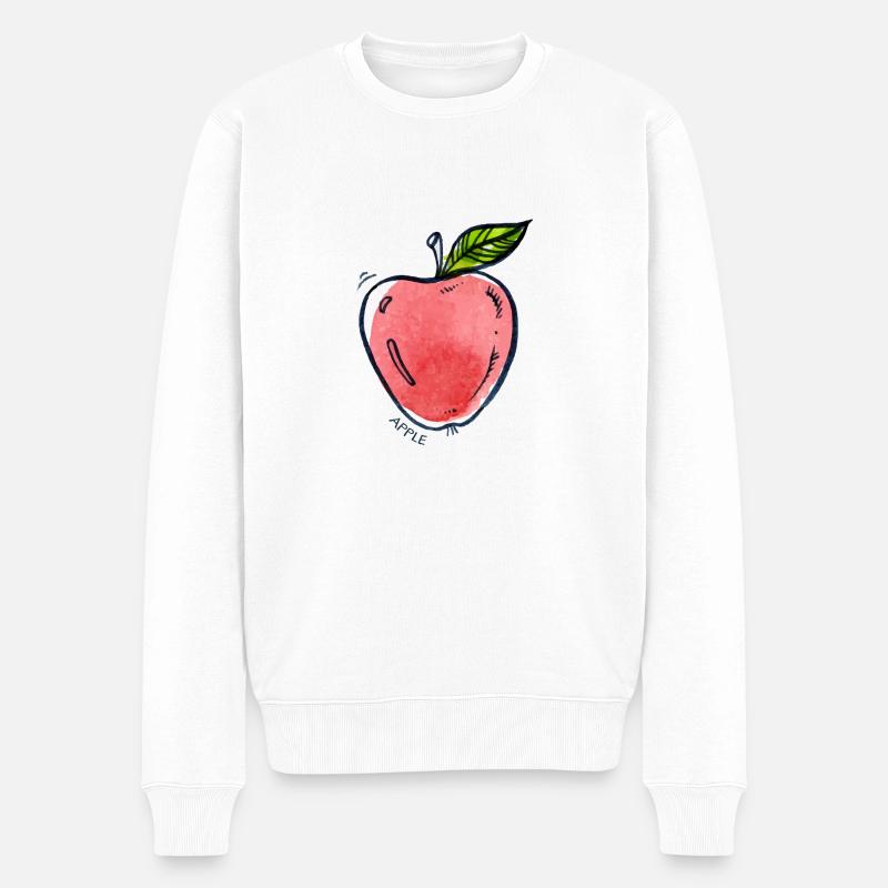 Apfel Obst Frucht Apple Fruit - Männer Premium Bio Pullover - Weiß