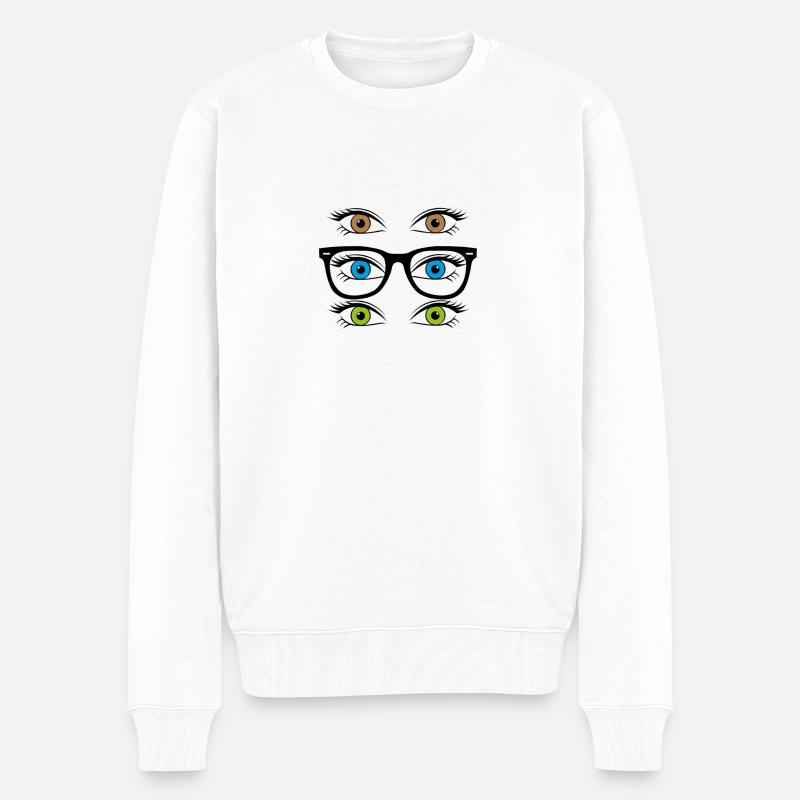 Yeux - Pull Premium bio Homme - blanc