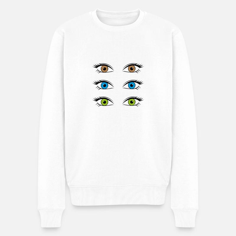 Augen - Männer Premium Bio Pullover - Weiß