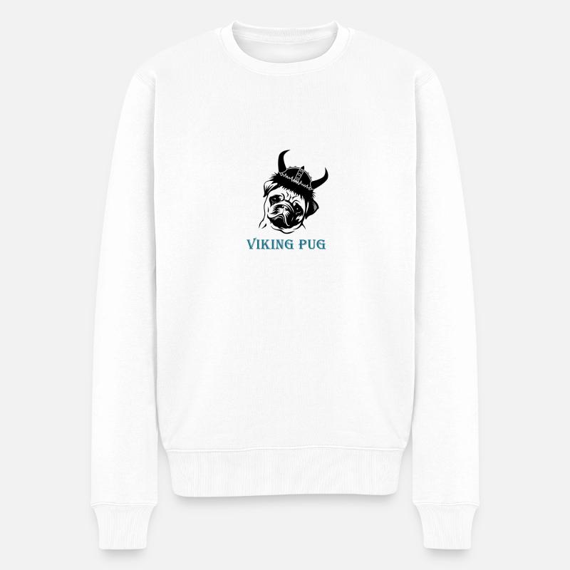 Viking Mops - Männer Premium Bio Pullover - Weiß