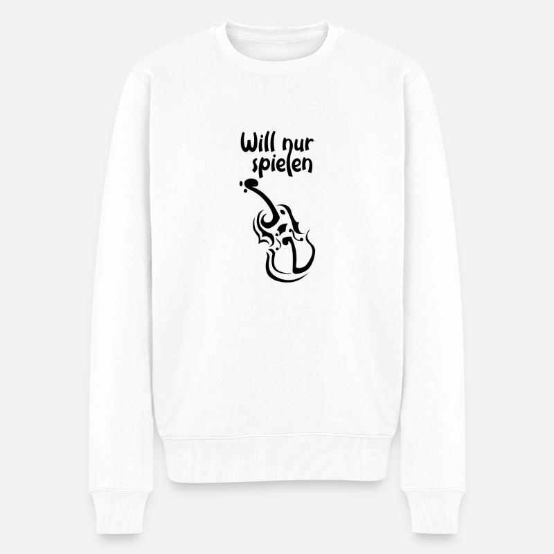 will nur Geige spielen - Männer Premium Bio Pullover - Weiß