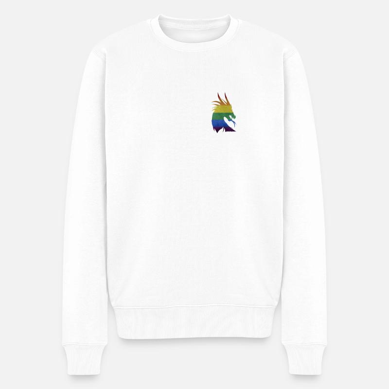 LGBT Regenbogen Drache - Männer Premium Bio Pullover - Weiß
