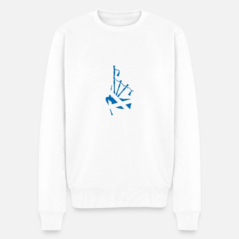 Schottischer Dudelsack und Flagge - Männer Premium Bio Pullover - Weiß