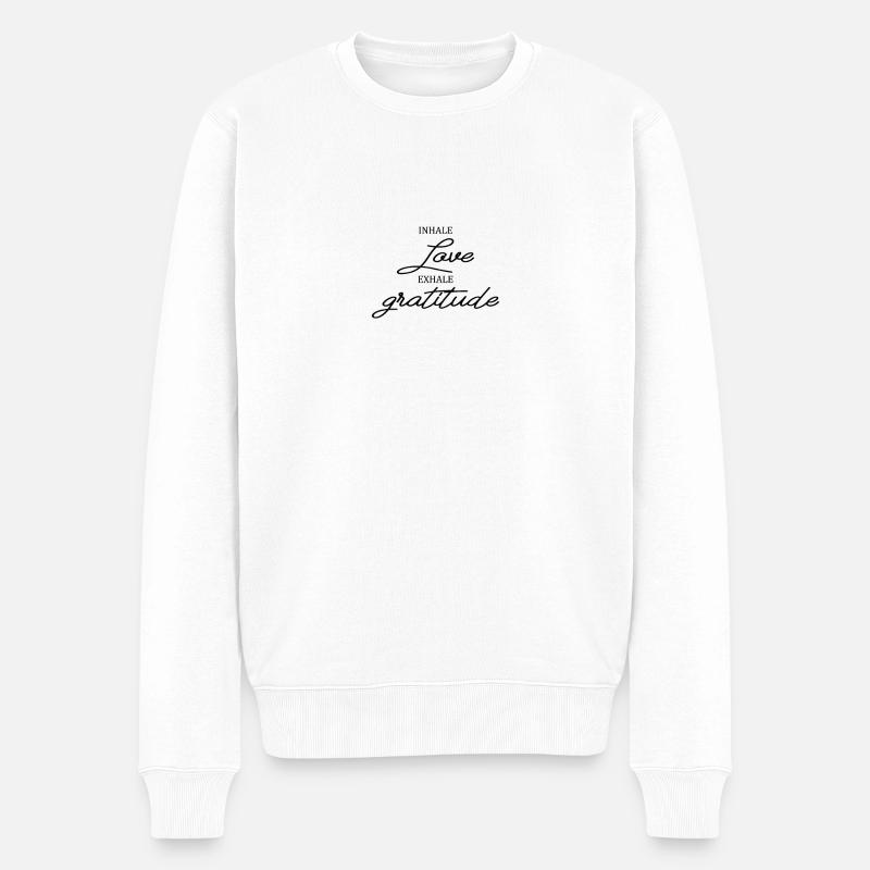 Inspirez, aimez, expirez, gratitude, présent, - Pull Premium bio Homme - blanc
