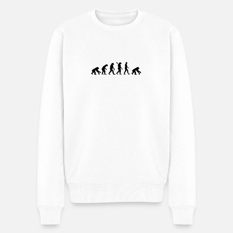 Evolution monkey human funny Neanderthal freak - Men's Premium Organic Jumper - white