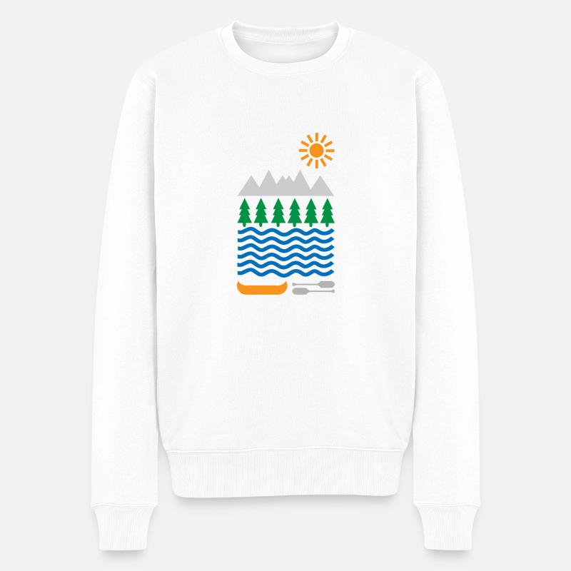 Kajak - Männer Premium Bio Pullover - Weiß
