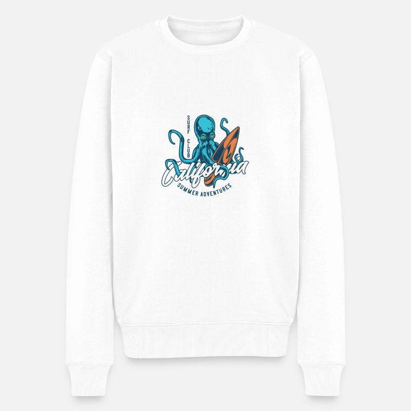 Octopus surf - Männer Premium Bio Pullover - Weiß