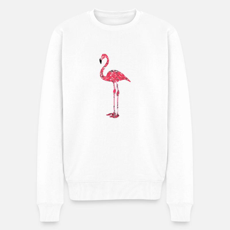 Flamant rose - Pull Premium bio Homme - blanc