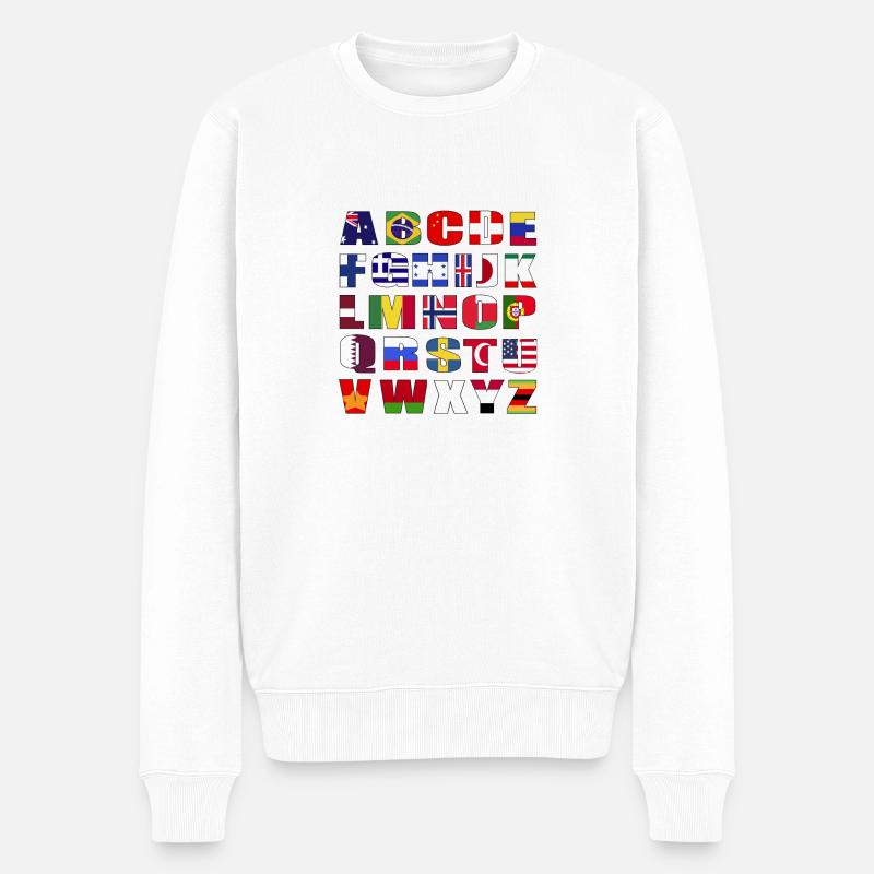 Pays Drapeaux Alphabet - Pull Premium bio Homme - blanc
