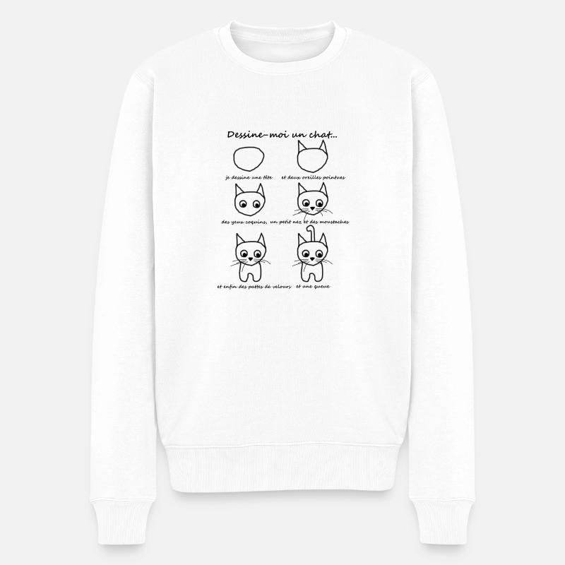 dessine_chat2 - Pull Premium bio Homme - blanc