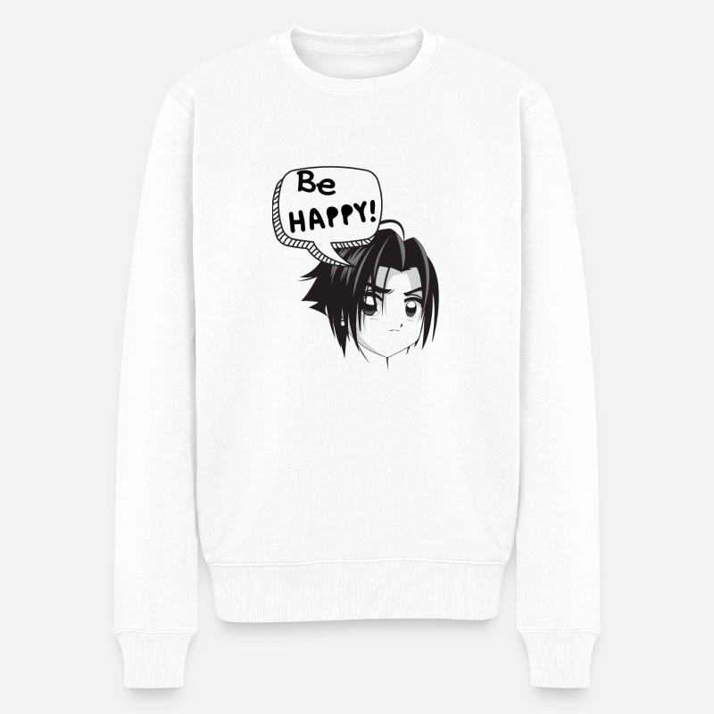 Manga Be happy2 conception cool de la chemise en disant - Pull Premium bio Homme - blanc