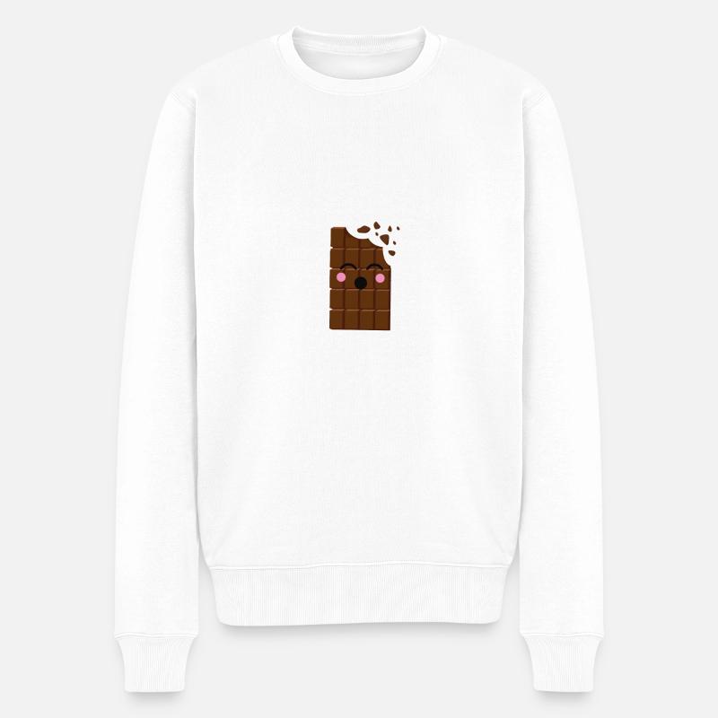 Schokoriegel glücklich - Männer Premium Bio Pullover - Weiß