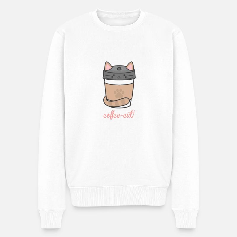 Kaffee-Schnitt! - Männer Premium Bio Pullover - Weiß