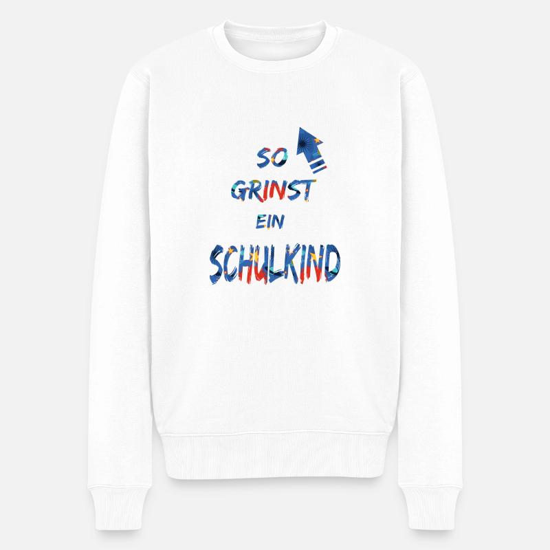 Schulkind grinst - Einschulung - Bl - Männer Premium Bio Pullover - Weiß