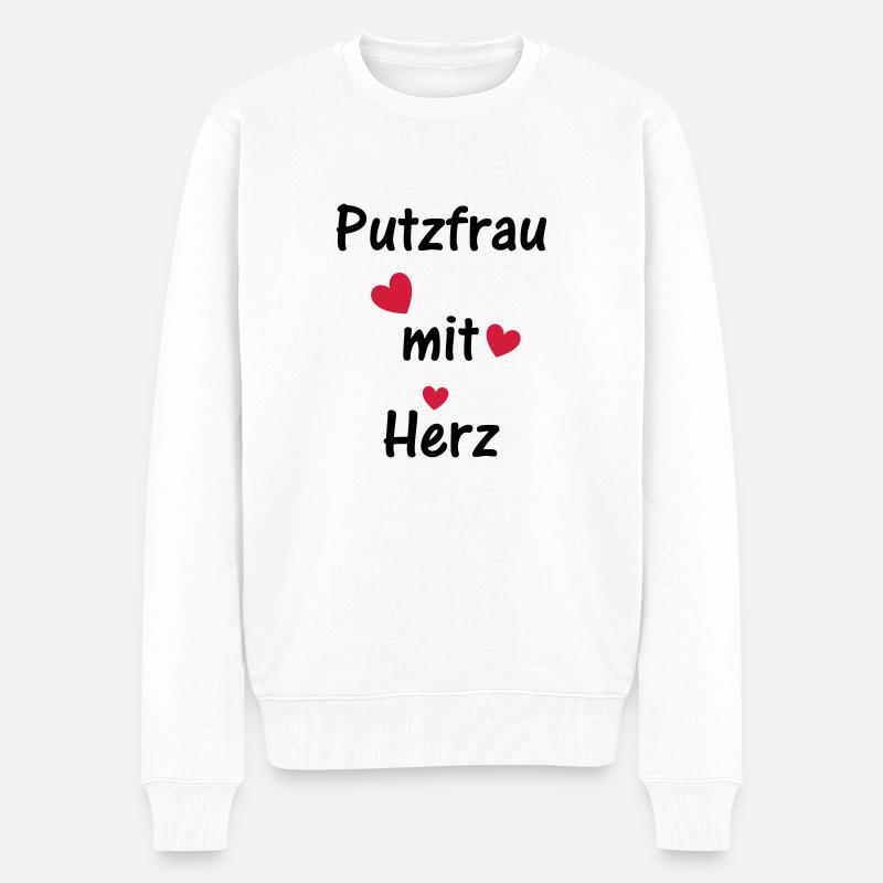 Putzfrau mit Herz - Männer Premium Bio Pullover - Weiß