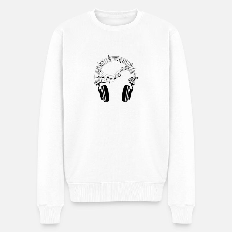 Beats & Notes: Kopfhörer-Design - Männer Premium Bio Pullover - Weiß