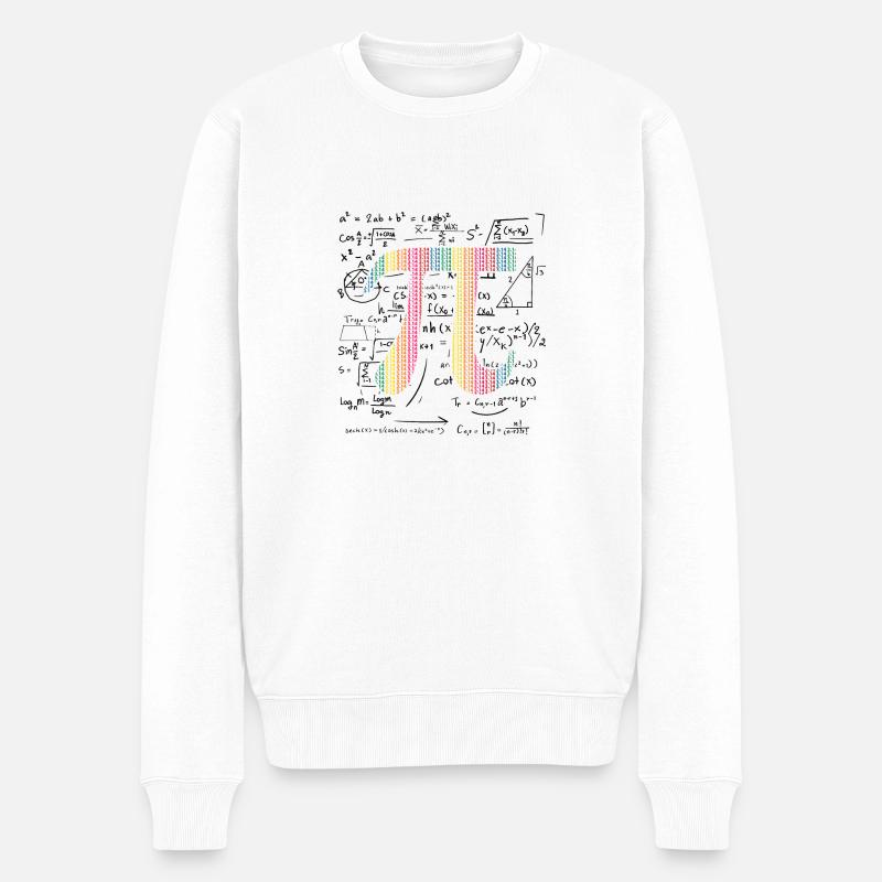 Pi-Tagesgeschenk 3.14 Pi-Symbol mit mathematischen Gleichungen - Männer Premium Bio Pullover - Weiß