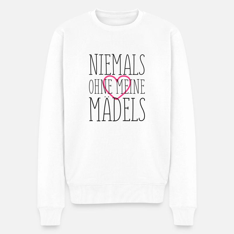 niemals ohne meine maedels herz - Männer Premium Bio Pullover - Weiß