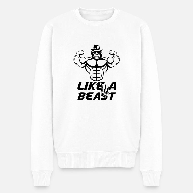 strong_gorilla_002 - Männer Premium Bio Pullover - Weiß