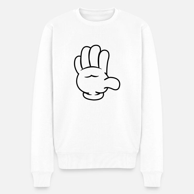comic_hand_001 - Männer Premium Bio Pullover - Weiß