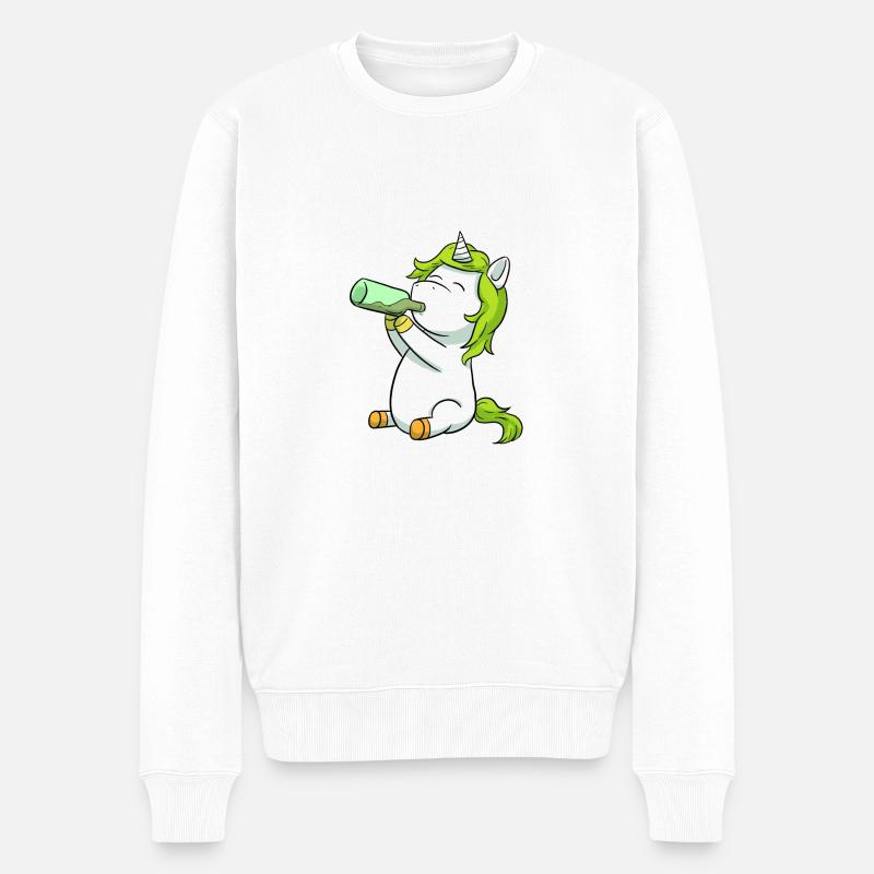 Einhorn Alkohol Alk - Männer Premium Bio Pullover - Weiß