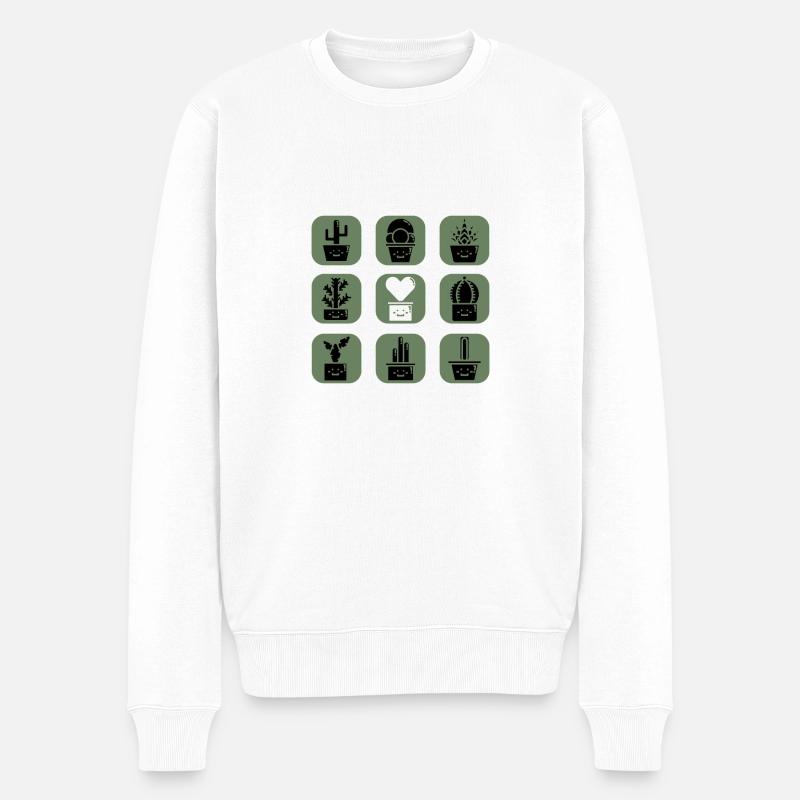 Kakteen Kaktus - Männer Premium Bio Pullover - Weiß