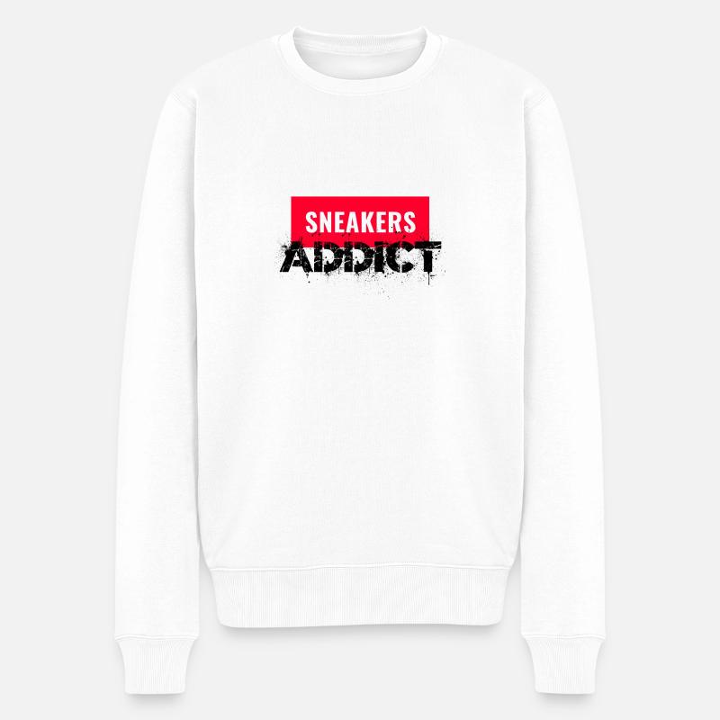 Süchtige Turnschuhe - Männer Premium Bio Pullover - Weiß