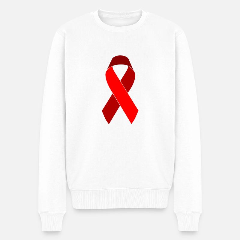 Awareness Welt-Aids-Tag HIV Rote Schleife Leben Ka - Männer Premium Bio Pullover - Weiß
