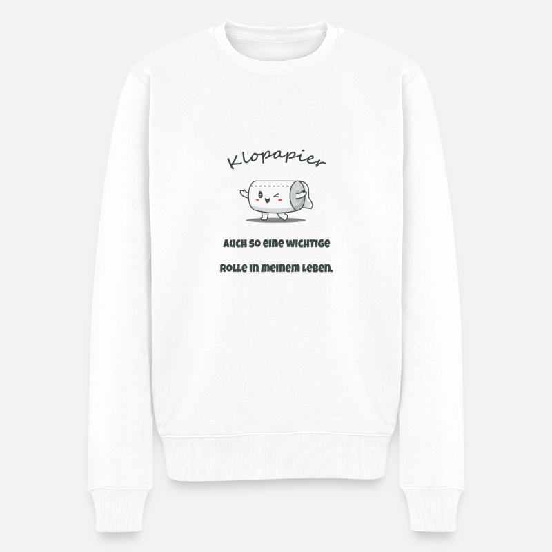 Klopapier, Toilettenpapier - Männer Premium Bio Pullover - Weiß