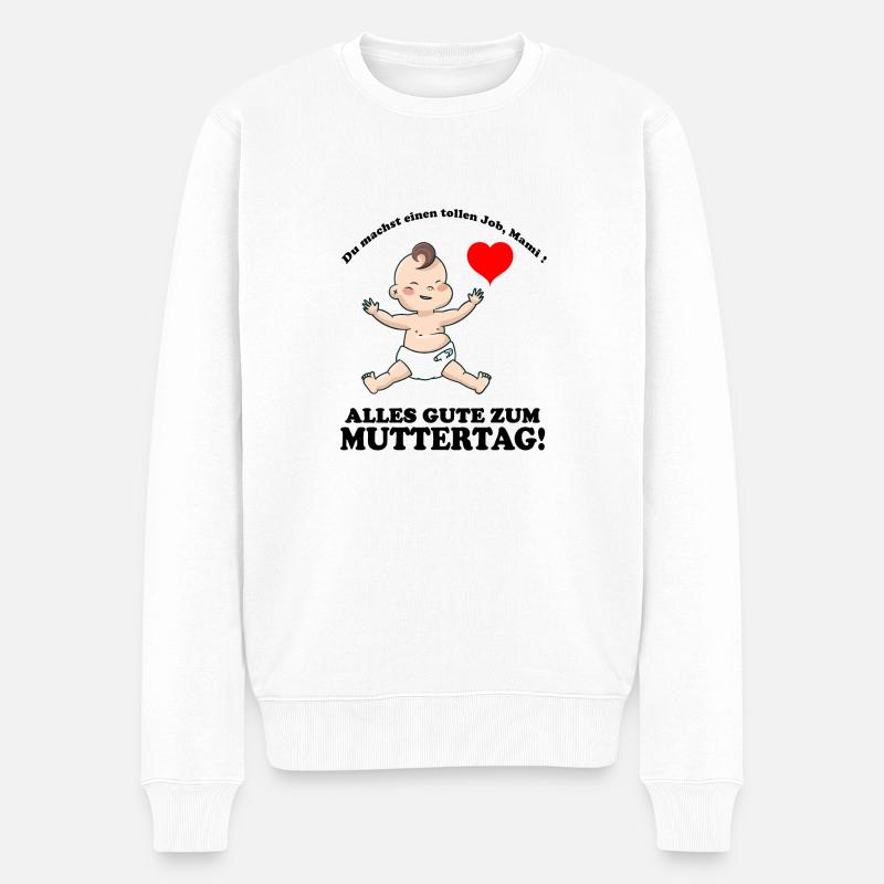 Muttertag Baby Herz Muttertag - Männer Premium Bio Pullover - Weiß