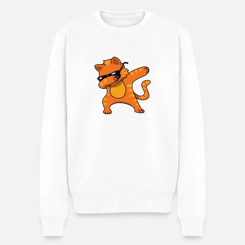 Le chat dab - Pull Premium bio Homme - blanc