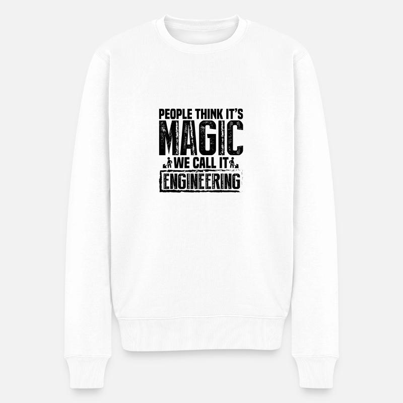 Die Leute denken, es ist Magie - Männer Premium Bio Pullover - Weiß