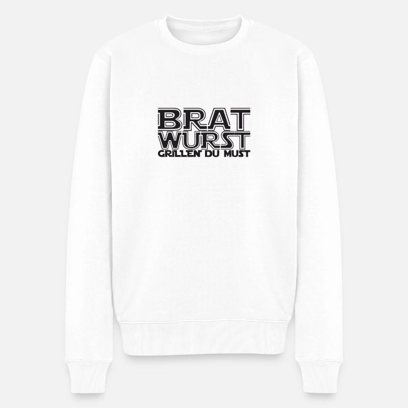 bratwurst grillmotiv - Männer Premium Bio Pullover - Weiß