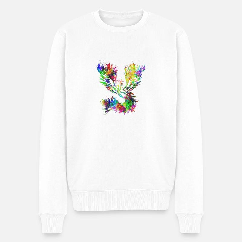 Psychedelischer Phönix - Männer Premium Bio Pullover - Weiß
