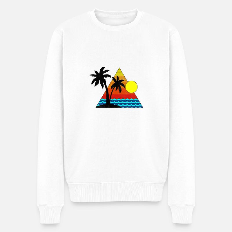 Palmiers et plage - Pull Premium bio Homme - blanc