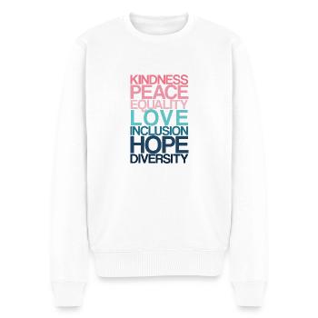 Kindness Peace Equality LOVE - Männer Premium Bio Pullover - Weiß - Vorne - Thijin (182cm)