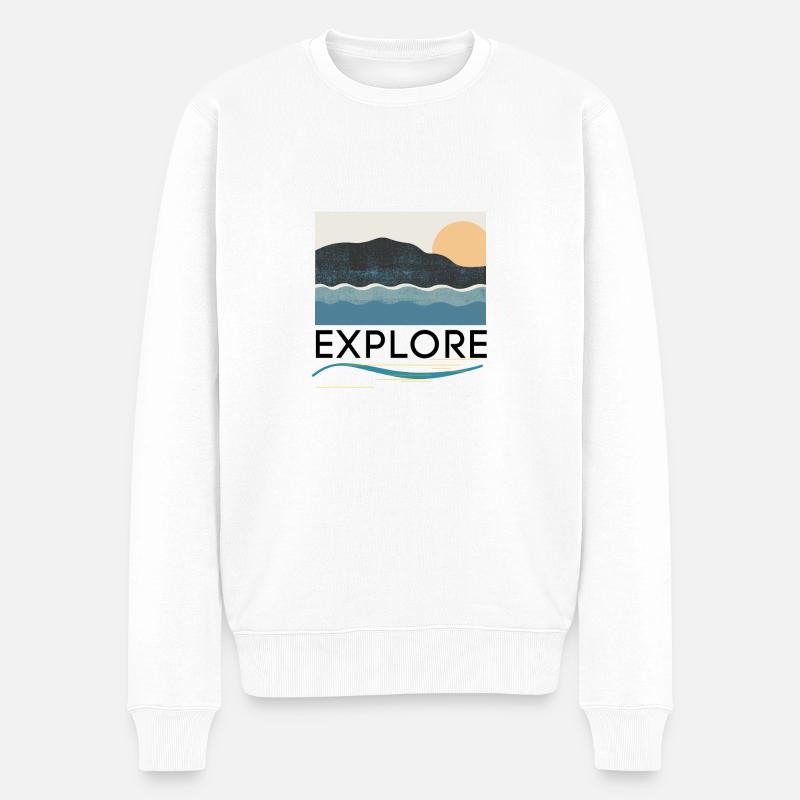 Entdecke Patagonien und seine Berge - Männer Premium Bio Pullover - Weiß